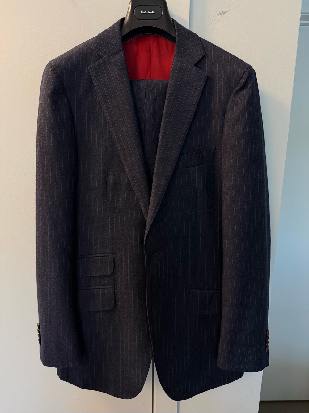 Suitsupply Navy Pinstripe Blazer with Red Lining
